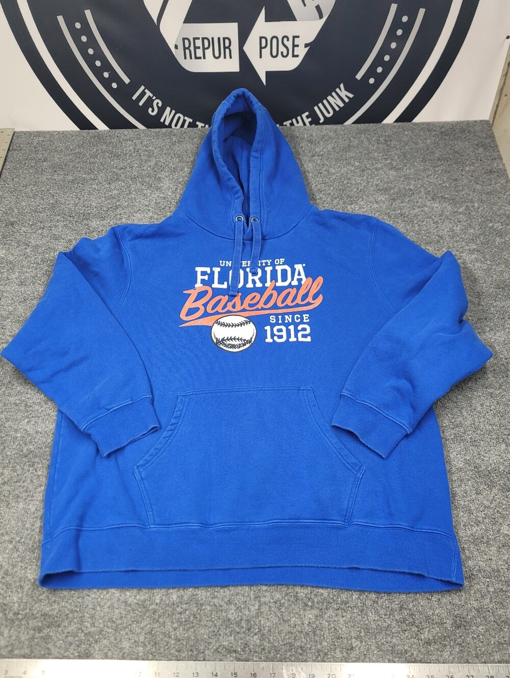 University Of Florida Baseball Since 1912 Mens Hoodie Blue Size 3XL